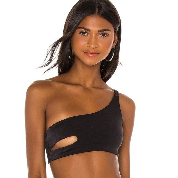 Joues de Sable Swim NWT Emmy One Shoulder Bikini Top in Noir/Black size Medium - Picture 1 of 8